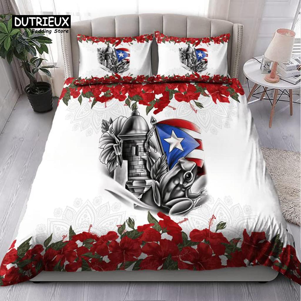 Puerto Rico National Flag Duvet Cover Set Twin Full King Size Gay Rainbow Bedding Set Microfiber Star Love Heart Comforter Cover