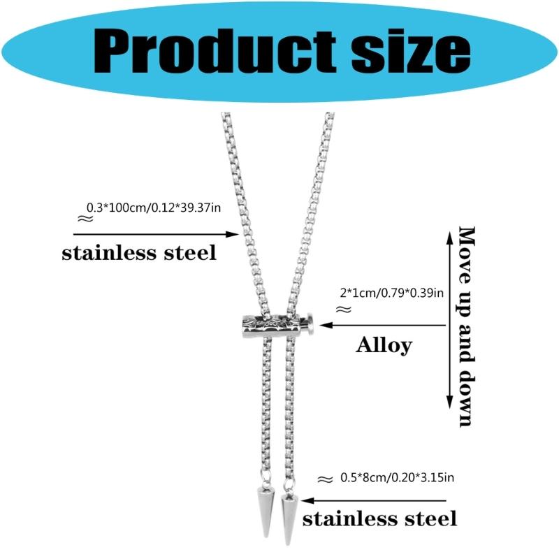 Elegant Stainless Steel Necklace with Bolo Design Scratch Resistant Neckchain for Casual and Formal Occasions