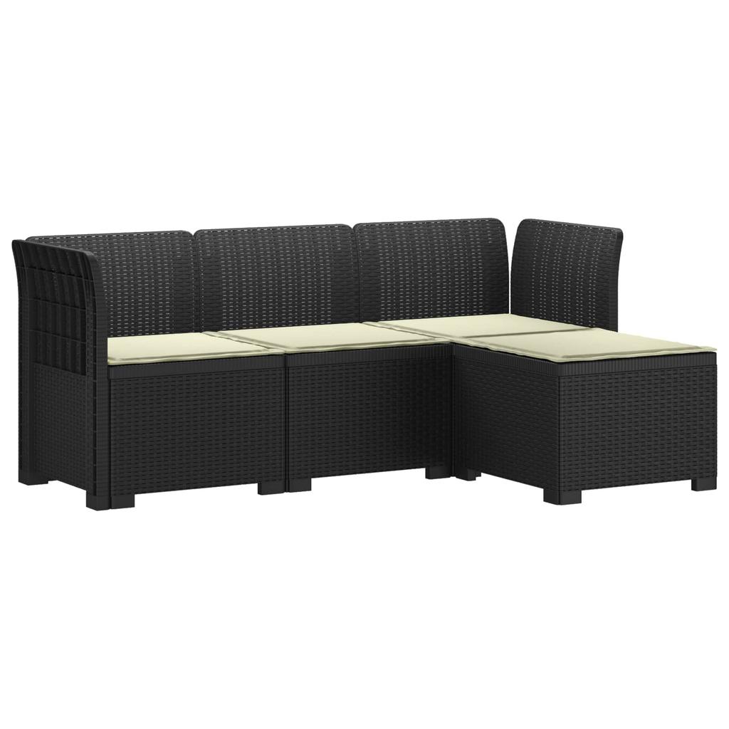 4 Seater Garden Sofa with Cushions Rattan Look PP Anthracite