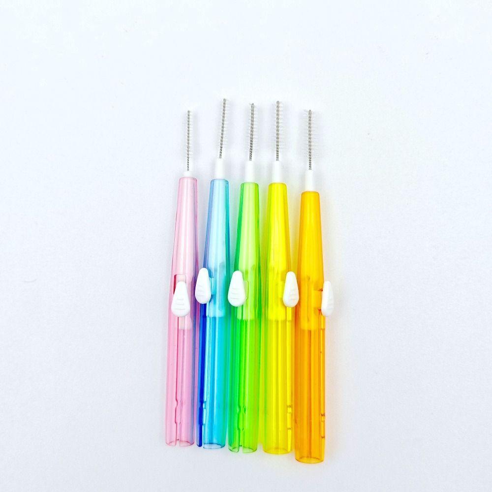 60 Pcs 0.6-1.5mm Toothpicks Push-pull Toothbrush PE Oral Cleaning Tools  Interdental Cleaning