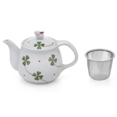Dan Pottery Arita Ware Četrlapu āboliņa podiņš (ar trušu un groziņa tīklu)