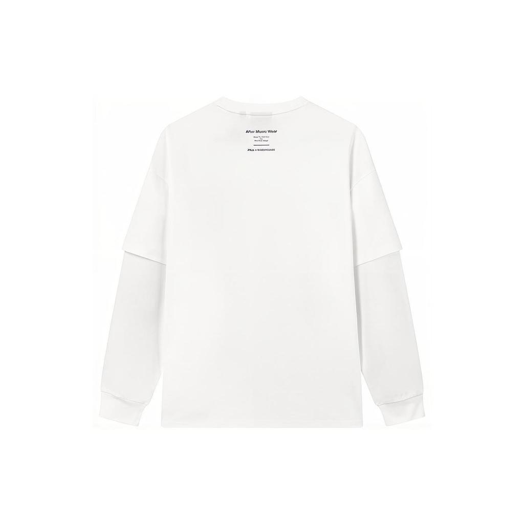 FILA Mihara Yasuhiro Collaboration Logo Print Layered Sports Fashion Casual Crew Neck Long Sleeve T-Shirt Men Tops White F11M133201F-WT