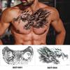Dragon Three-Faced Buddha Floral Chest Tattoo Sticker - Half Sleeve Semi-Permanent Design with English Lettering