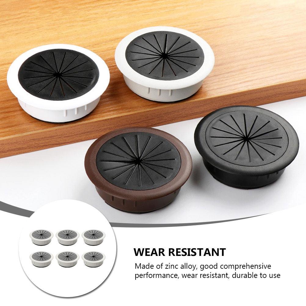 6Pcs Black Zinc Alloy Cable Hole Covers Desk Wire Grommets Organizers for Computer Office Desk Cable Management