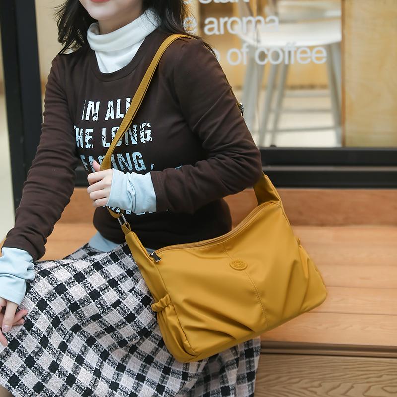 Leisure Simple Women'S Crossbody Bags Nylon Multi Pockets Waterproof Messenger Bag Solid Color Female Shoulder Bag For Outings