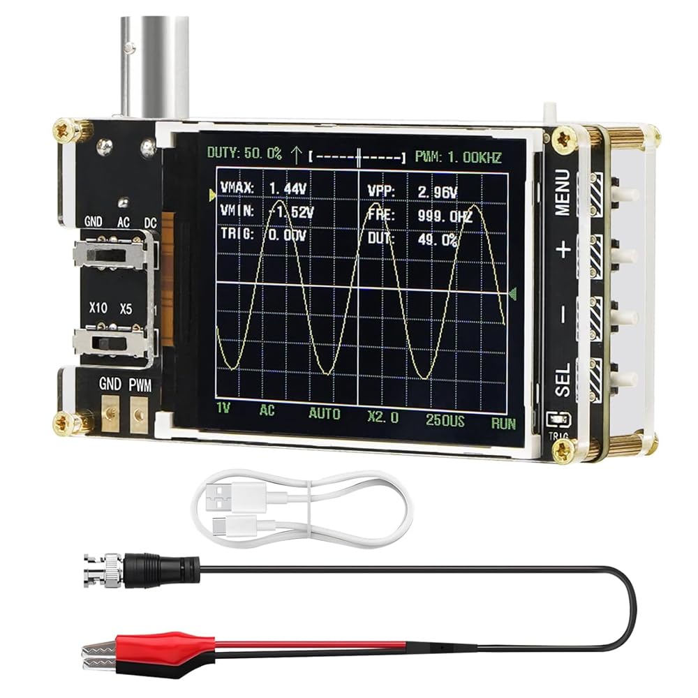 Digitální osciloskop Treedix, generátor signálu s šířkou pásma 200 kHz, vzorkovací frekvencí, kompaktní 1 MSa/s