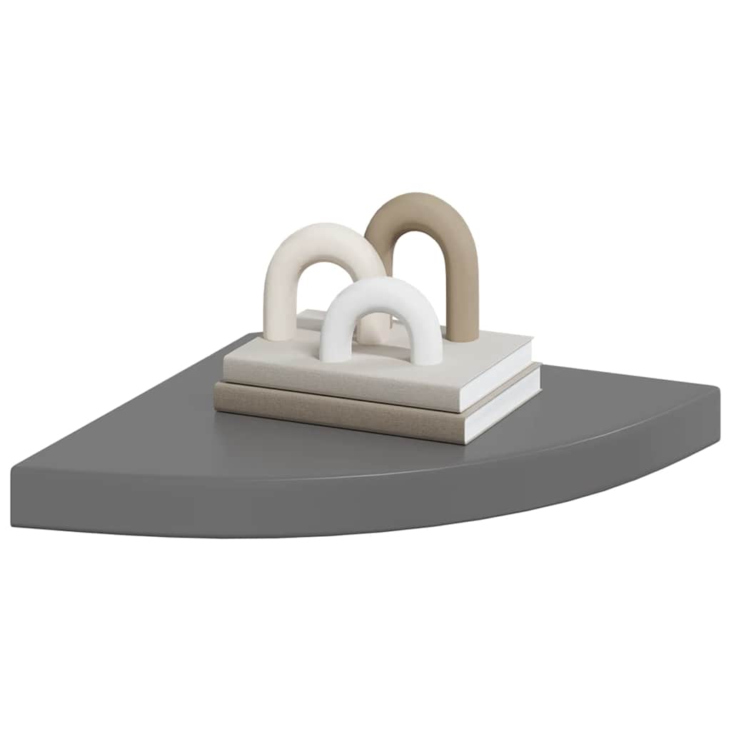 Corner Floating Shelf High Gloss Grey 35 x 35 x 3.8 cm MDF