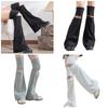 Women Punk Hollowed Out Thgh High Flared Leg Warmers Over Knee Long Socks Solid Color Leg Covers Stockings Streetwear