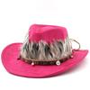 Trendy Skull Feather Cowboy Hat Men'S And Women'S Spring  Autumn Outdoor Sunshade Hat Tourism Knight Hat Cool Western Cowboy Hat
