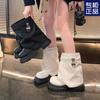 2024 New Internet Celebrity High Sense Thick Bottom Super Fire Show High Short Boots British Style Winter Explosion Martin Boots Women