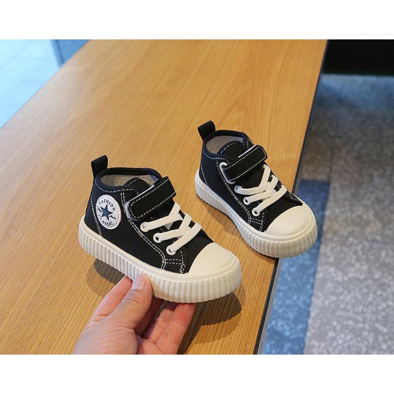 Unisex Kids High Top Canvas Casual Sneakers Non Slip Soft Sole Children Board Shoes
