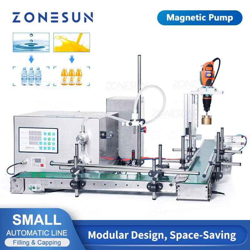 ZONESUN ZS-MPXG1 Small Automatic Filling Capping Machine Bottle Cap Tightening Milk Cosmetics Liquid Filler Food Beverage