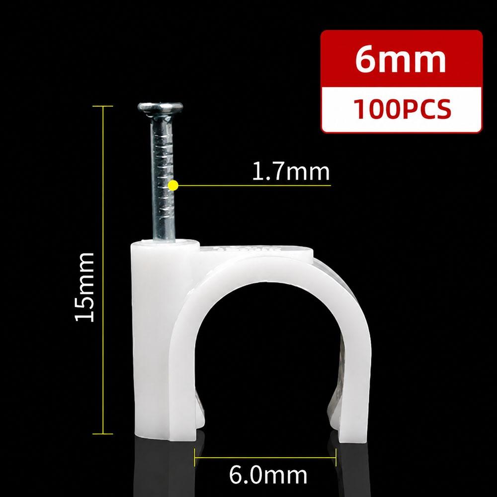 100Pcs Steel Nails Cable Clips 4-20mm Cable Tacks Durable Nail In Cable Clips  for Ethernet Cable