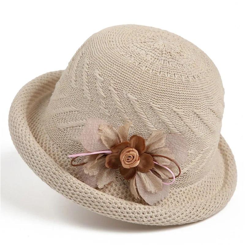 Spring Summer Retro Women's Hats Fedoras Flower Women Wedding Fascinator Hat Adult Bowler Sun Hats Classic Version Chapeau Cap