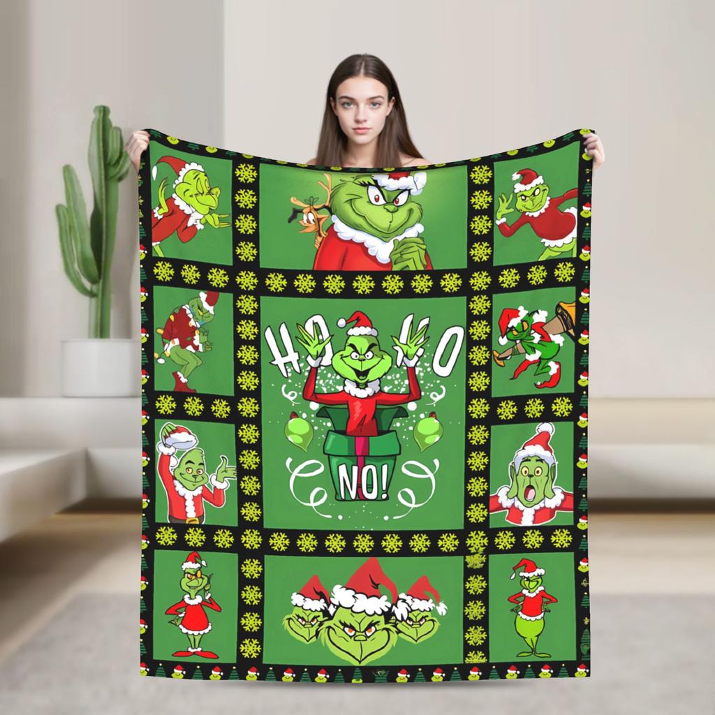 G-Grinchs Weihnachtsplaid Reisebüro Flanell Bettwäsche Überwürfe Für Schlafzimmer Super Weich Individuelle Qualität Tagesdecke Geschenkidee