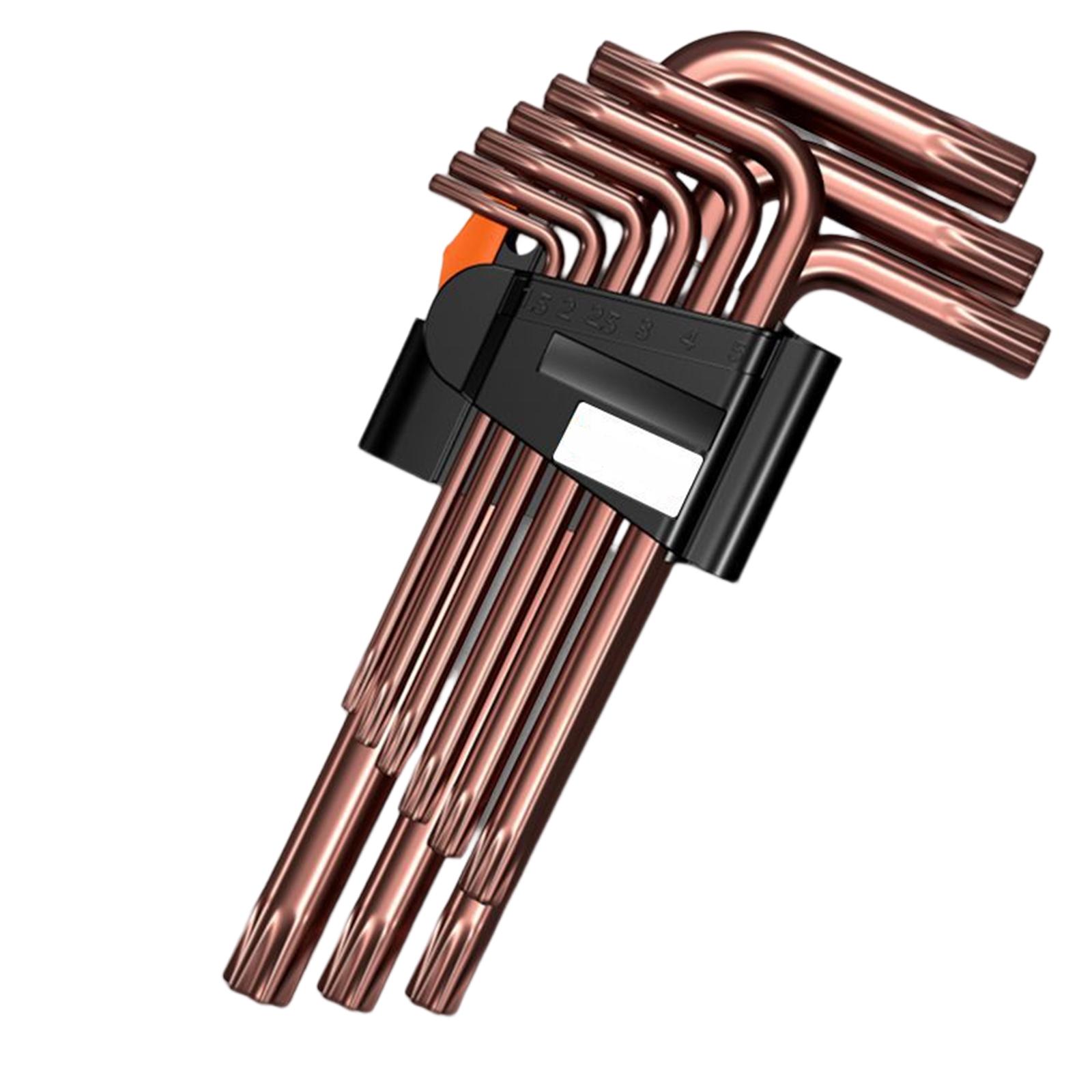 9Pcs Allen Key Wrench Lengthen Arm Ball Flat Hexagon Key Set Wrench L Shaped
