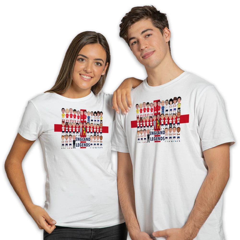 England Football Legends White Adult T-Shirt S-XXL Vector Heroes Great Gift XL