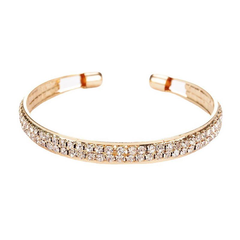 Steel Fun Jewelry Shiny Rhinestone Cuff Bracelets Bangles For Women Fashion Charm Bracelet Accessories Crystal Bracelet Gifts