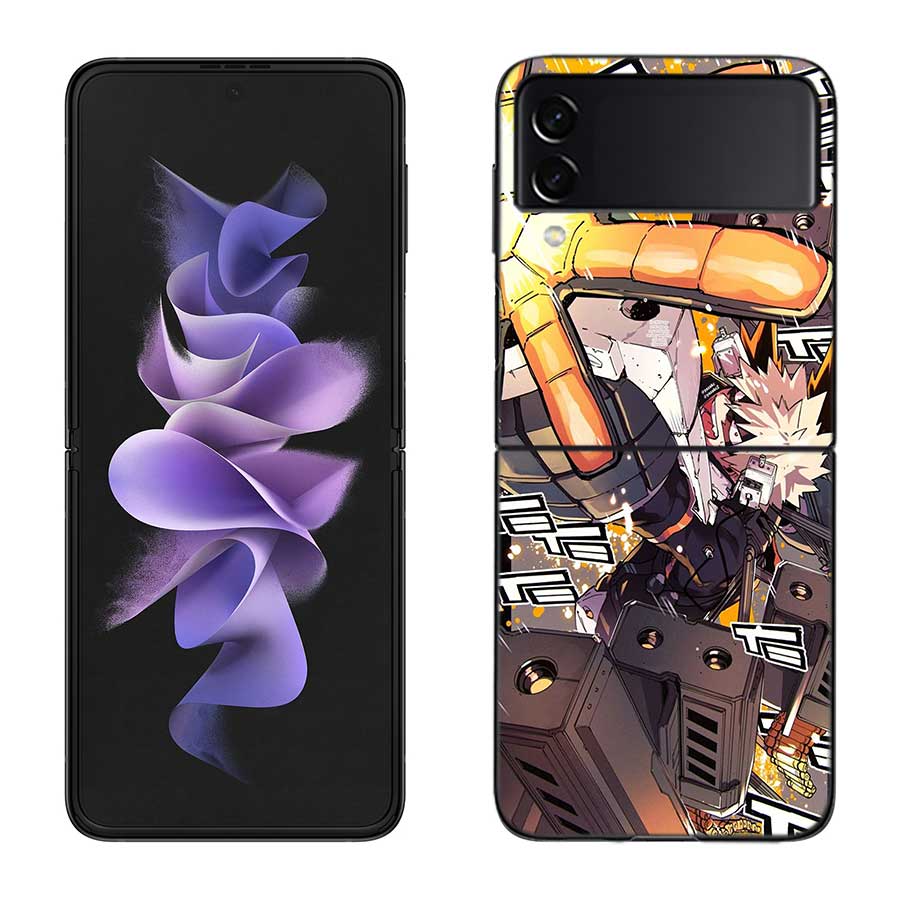 My Hero Bakugou Katsuki Phone Case For Samsung Z Flip 7 6 5G Galaxy Z Flip 5 4 3 Black Hard Cell Cover Luxury PC Shell Coque