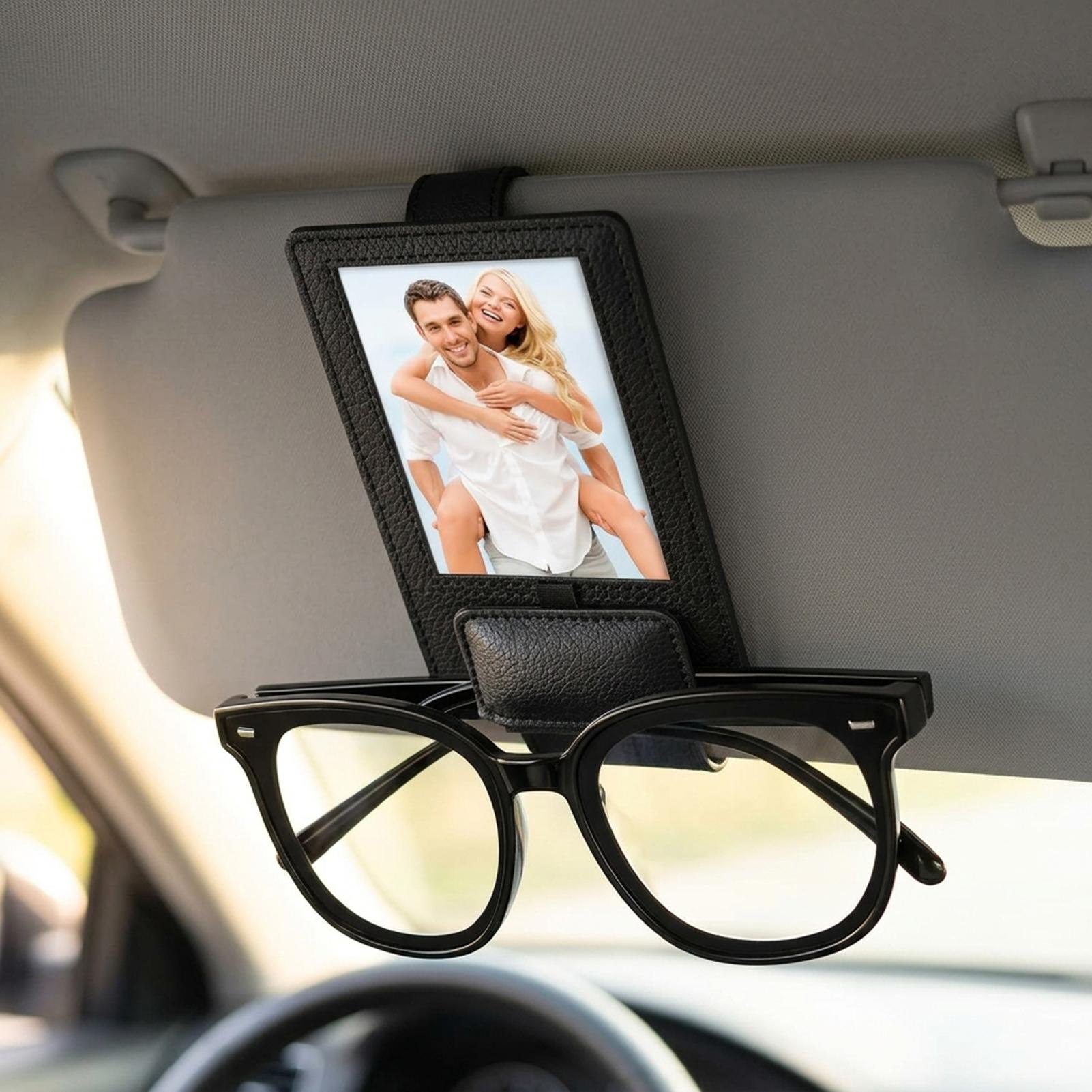 Car Magnetic Eyeglass Holder Sun Visor Photo Stand Vehicle Sunglasses Organizer Black чёрный