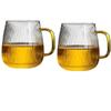 1-6PCS Japanese Striped Glass with HandleTransparent Water Cup Home Net Celebrity Heat-Resistant Drinking Juice Cup Wine Glasses
