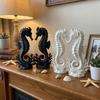 2PCS Minimalist Coral Base Seahorse Statue Double Seahorse Seahorse Table Decor  Gift Giving