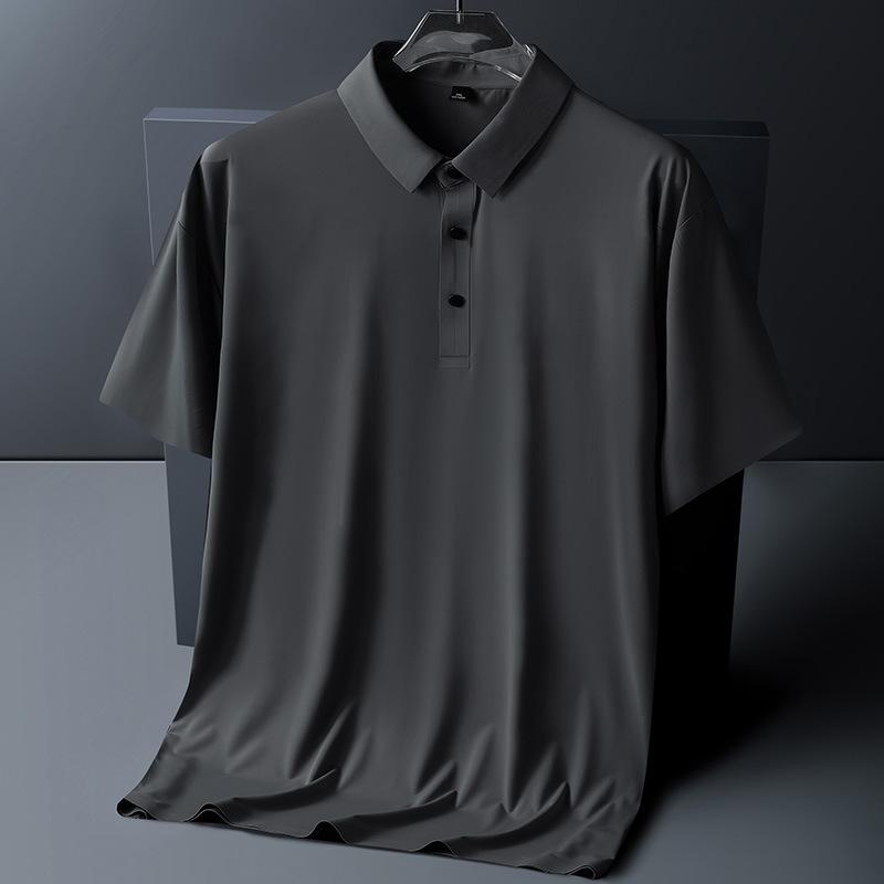 

Чоловіча футболка з коротким рукавом, швидковисихаюча, з шовку Ice Silk, безшовна, з лацканами, сорочка-поло, повсякденна XXXXXL