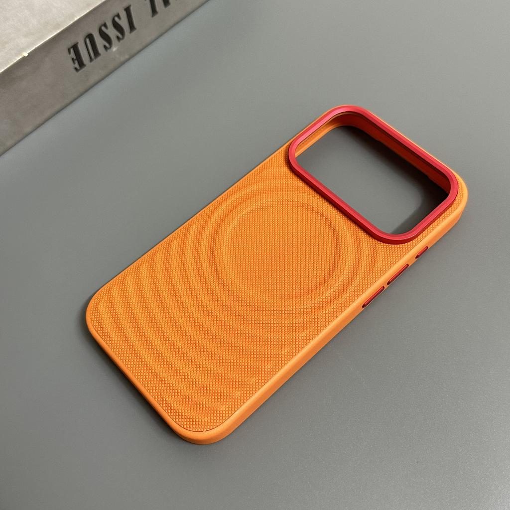 For iPhone Air iPhone 17 Pro Max Case For MagSafe Magnetic Ripple PU Leather Silicone Phone Cover Non-Slip Shockproof Bumper