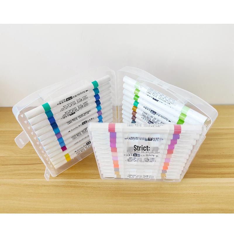 Double-Ended Acrylic Markers: Soft & Hard Tips, 12/18/24/36/48 Colors for Student Art & Hand-Drawings