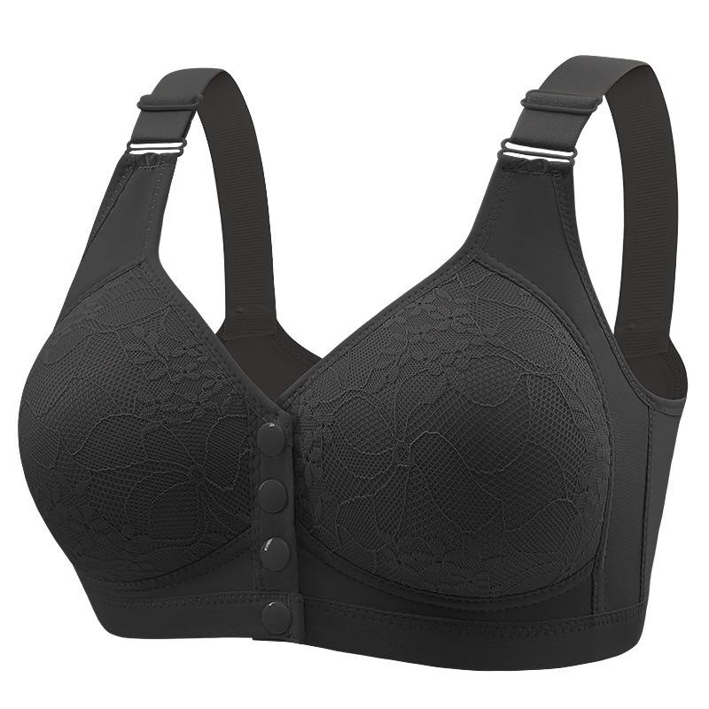 Mature Women Bra Front Closure Fixed Cup Wireless Push Up Beautiful Back Mom Bra Comfortable Supportive Full Coverage Anti Sagging Underwear