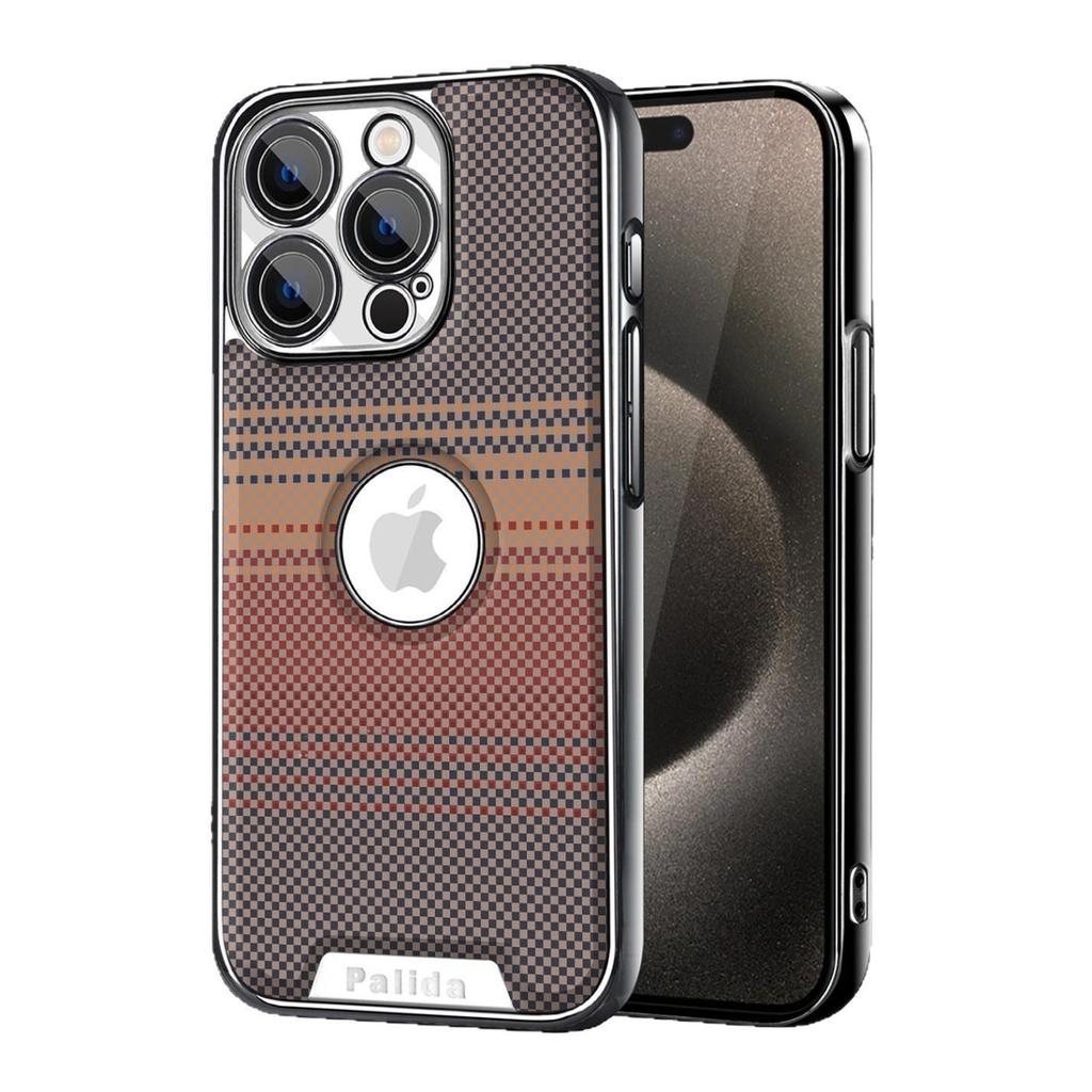 Kevlar Leather Texture Electroplated Anti-Drop Case for iPhone 16 Pro Max/17 Full Cover