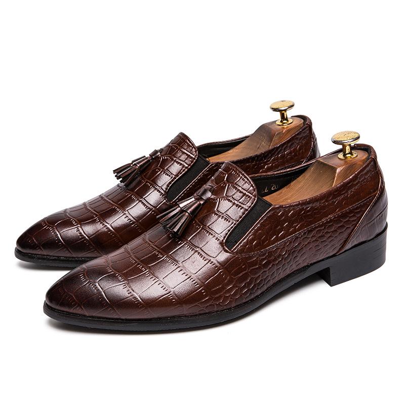 Men's British Style Tassel Loafers - Pointed Toe Leather Slip-on Formal & Casual Office Shoes