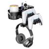 Desk Controller Holder 5 in 1 Rotating Headphone Hanger with Cup Holder Clamp On Desk Organizer Holds Controller Cup Cell Phone