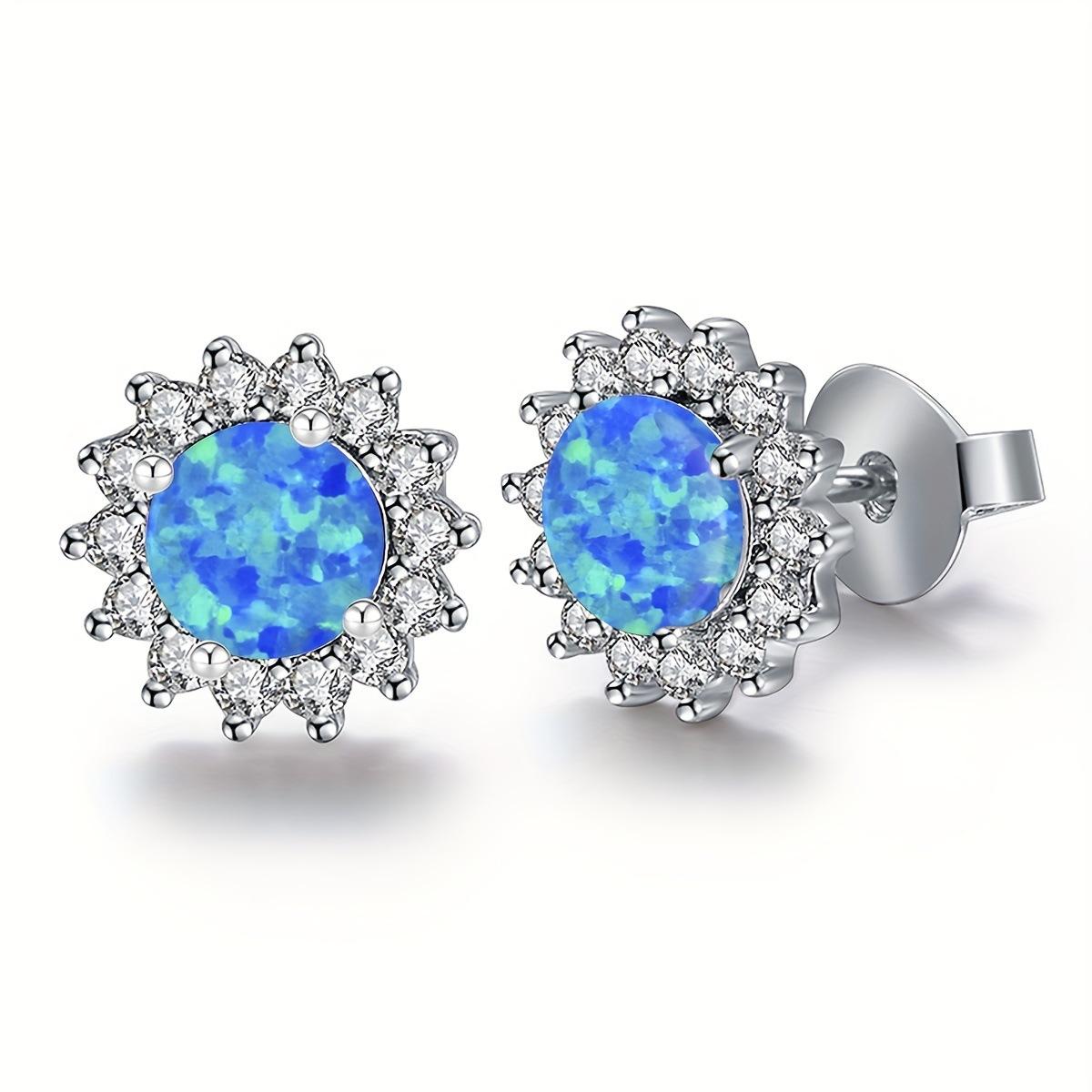 

Sunflower opal stud earrings charm elegant opal opal earrings fashion exclusive series
