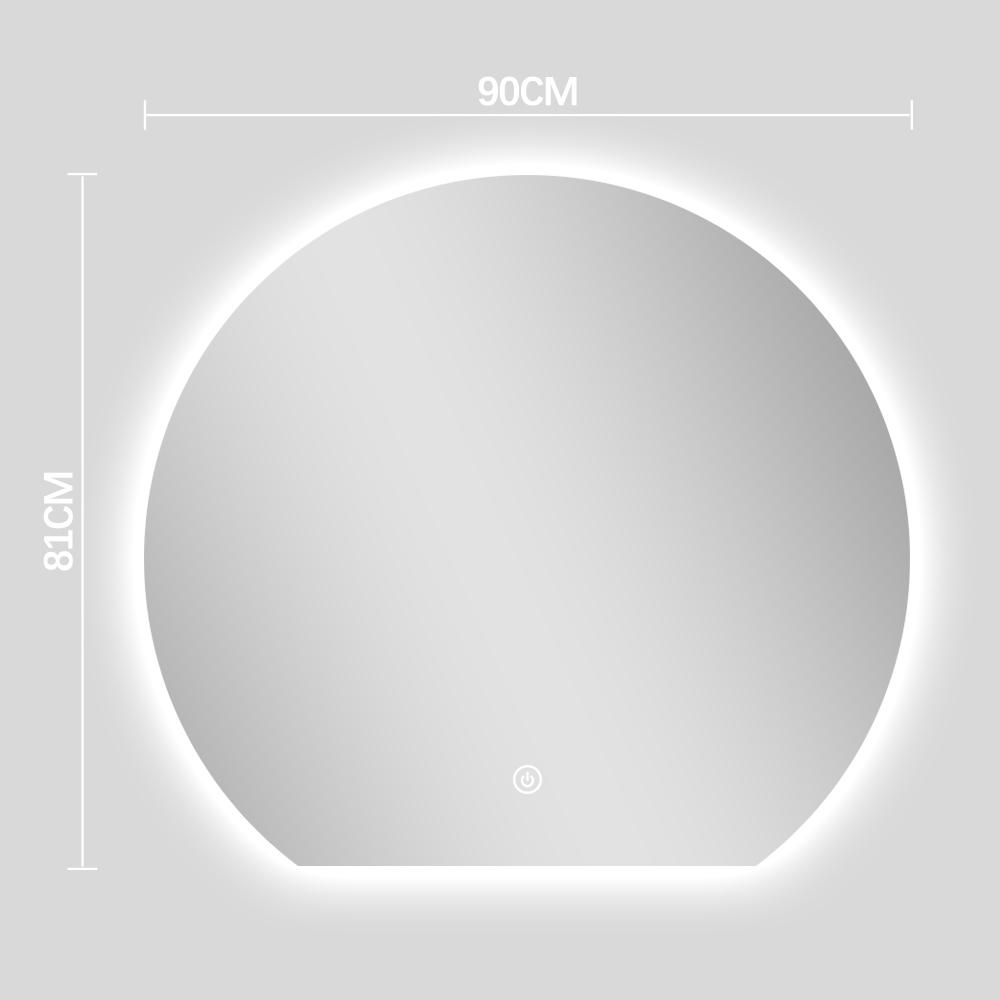 Aura round bathroom mirror WITH beveled bottom 81X90 CM LED lighting, heating mat