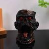 Resin Desk Organizer Gothic Skull Pen Holder, Realistic Zombie Head Makeup Brush Organizer, Large Capacity Desktop Holder Storage Container,