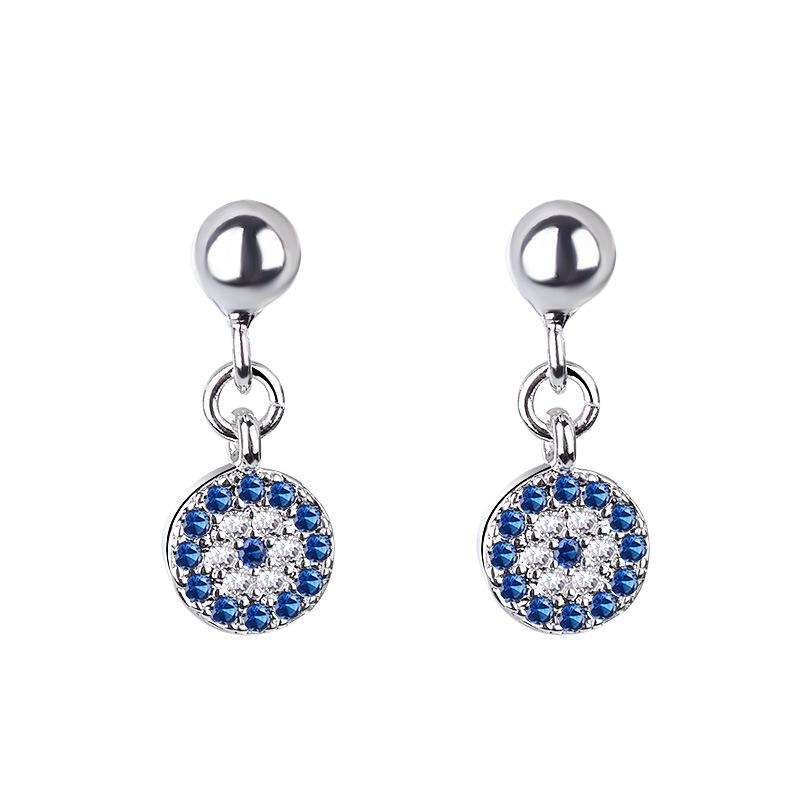 2026 Devil's Eye Geometric Blue Zirconia Ear Cuff Earrings