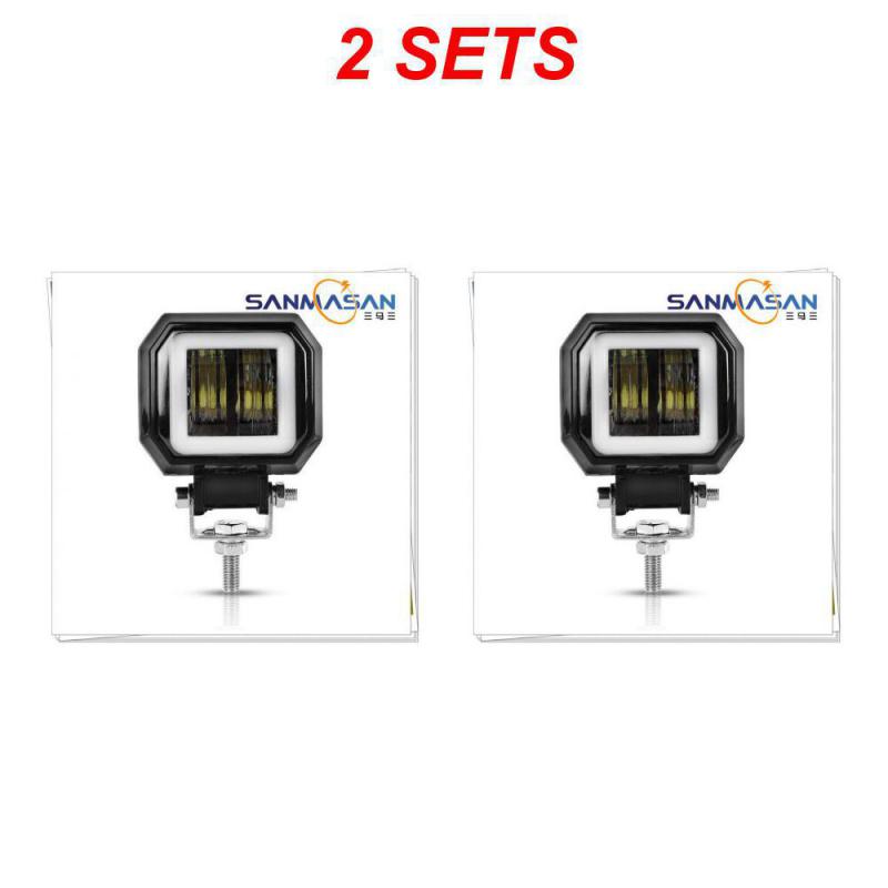 2/1Pcs 12V-80V Waterproof Round Angel Eyes LED Light Portable Spotlights Motorcycle Offroad Truck Driving Car Boat Work Light