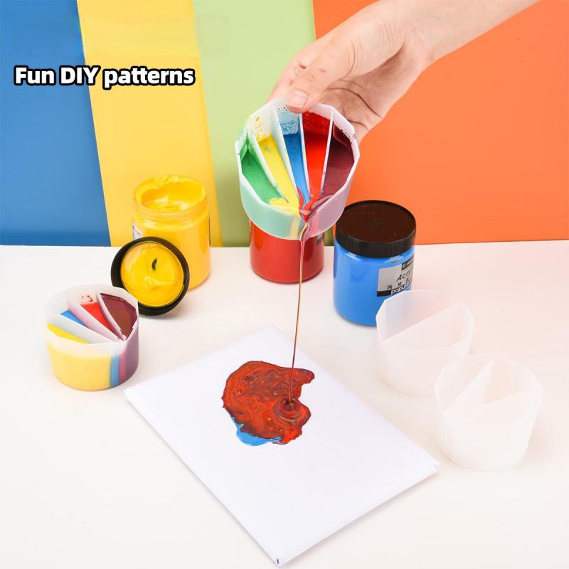 1PC Split Cup For Paint Pouring,Reusable Fluid Art Split Cup Silicone Split Pouring Cup With Dividers For Acrylic Paint Resin