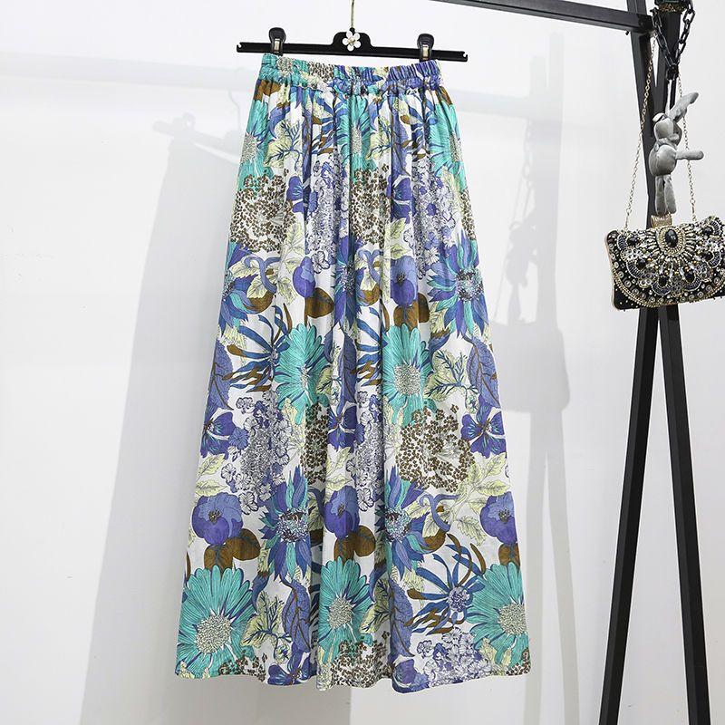 

Весна/Лето Женская юбка с принтом в пол Юбка-зонтик с фрагментированным цветочным принтом Юбка средней длины Юбка-трапеция L