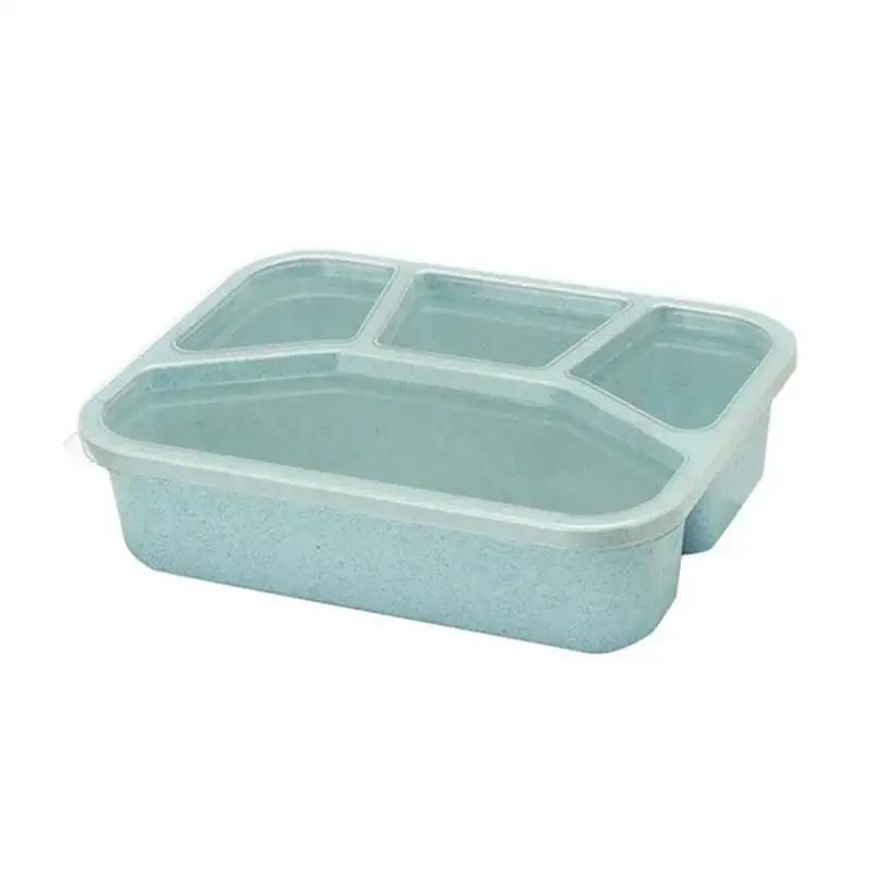 Bento Box Lunch Box Adult LunchBox Containers For Toddler Kids Adults 4 Compartments Fork Leak-Proof Microwave Dishwasher