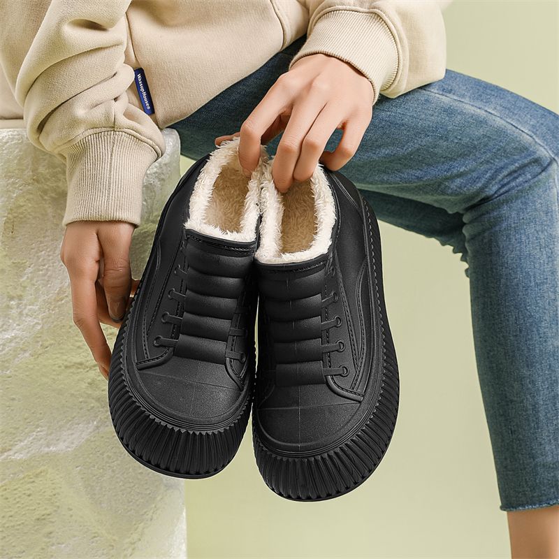 Fashionable Women's Shoes with Height Increase Inside Low Cut Rain Shoes Rubber Shoes Lightweight Wear-resistant, and Plush Warm Flat Low Water Shoes