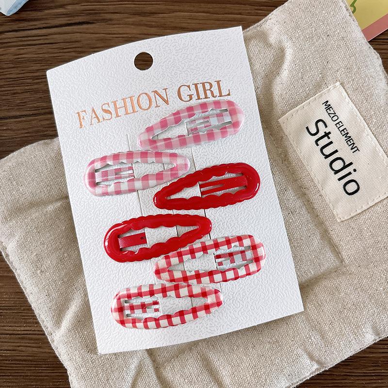 6ks/sada Sponky BB s potiskem ovoce pro malé holčičky do ofiny, boční sponky, dětské sponky do vlasů, kostkované sponky, ozdoby do vlasů, doplňky do vlasů