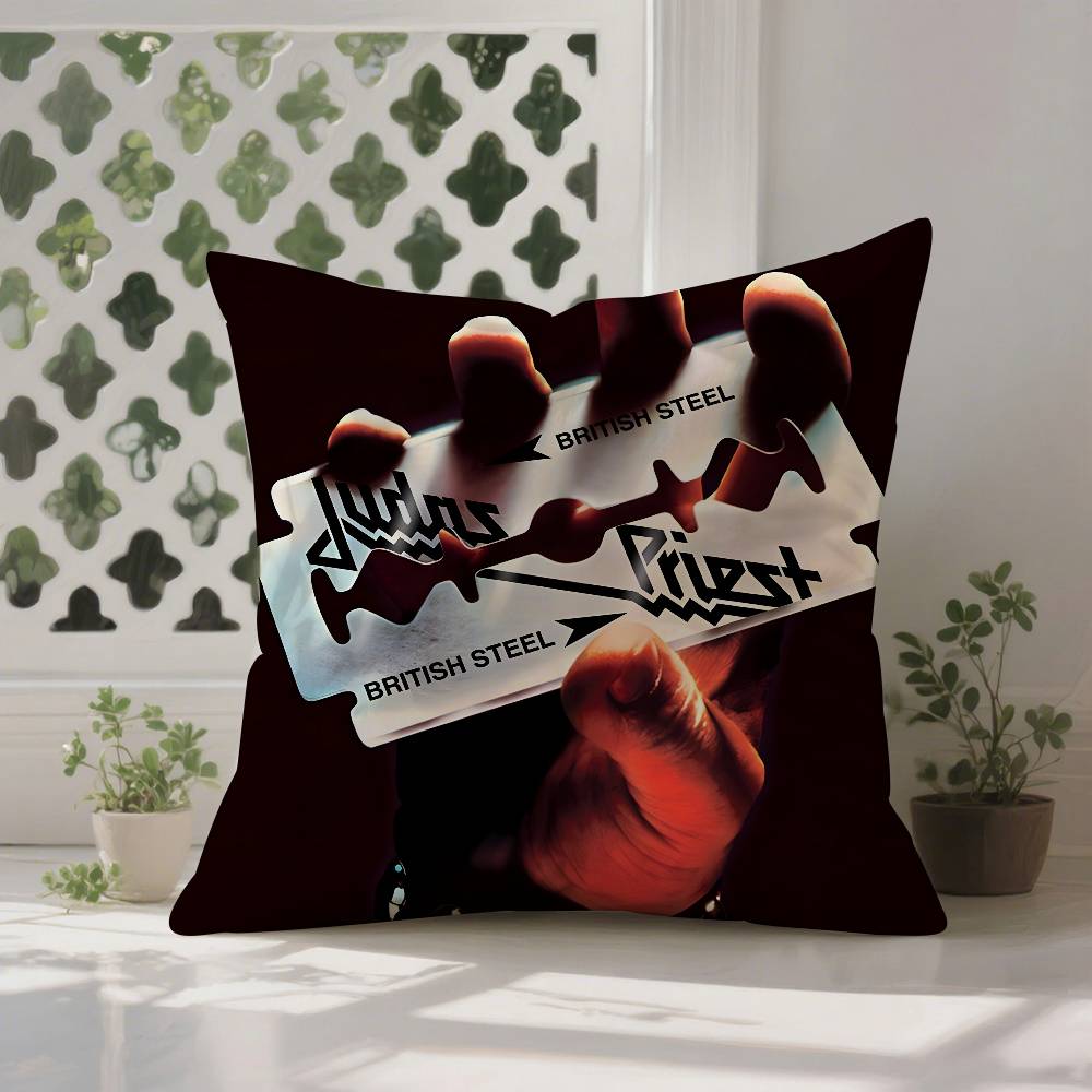 

Cool JJudas PPriestS Pillow Case Antidustmite Pillowcase Invisible Zipper Silky Short Plush Sofa Cushion Cover 30X30cm