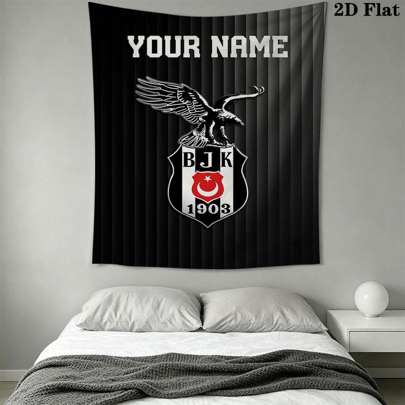 Custom Beşiktaş J.K Wall Hanging Printed Fabric Blanket Decorative Tapestries for Bedroom Living Room Home Decor