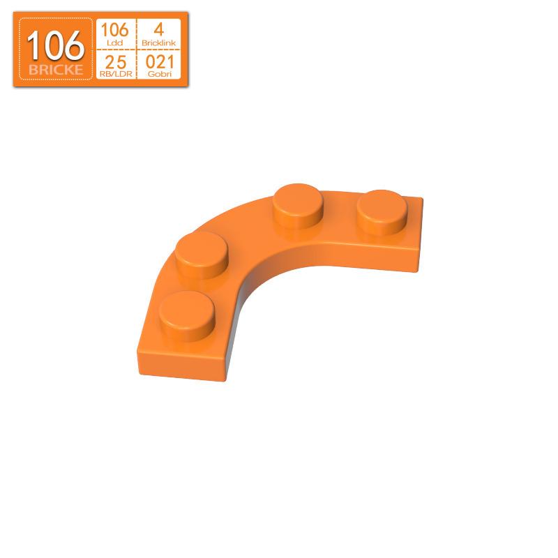 BRICKE 68568 3x3 Curved Round Corner Plate Compatible with LEGO MOC Parts жёлтый/оранжевый