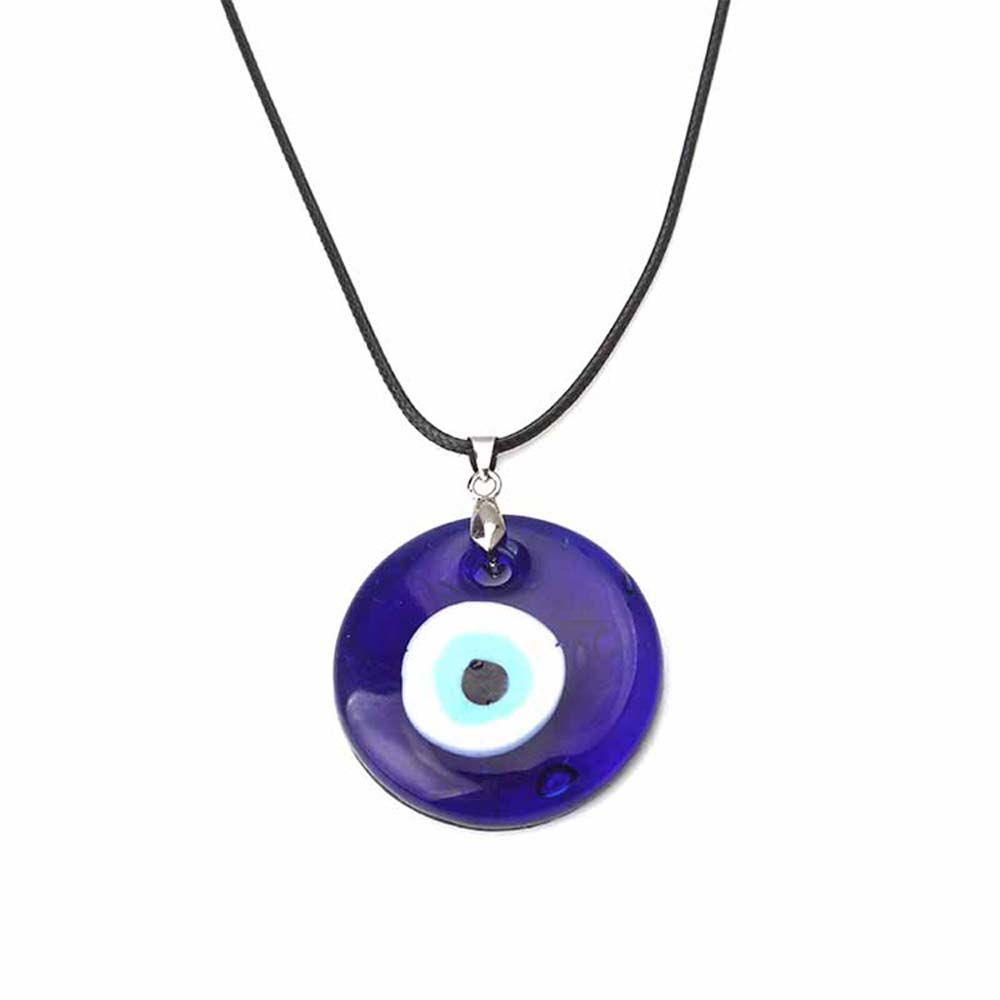 Pu Leather Chains Drop Shaped Round Demon Eye Clavicle Chains Blue Eyes Necklace Fashion Jewelry