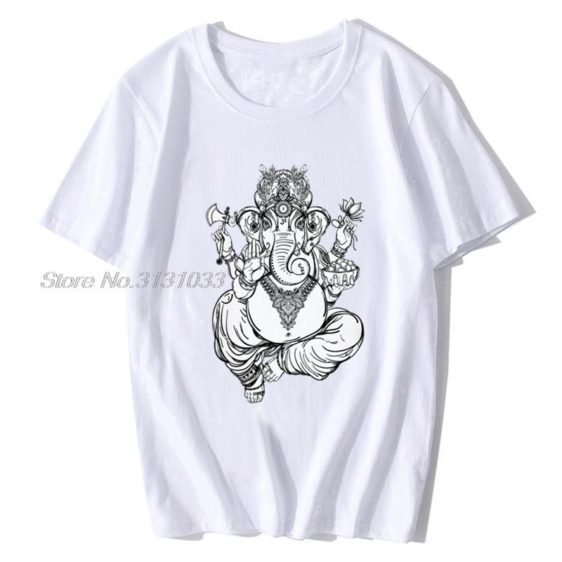 Ganesha Tshirt Elephant God T Shirt Unisex Black White Tshirt Simple Casual Birthday Gift Cotton Tops Tee Harajuku Streetwear
