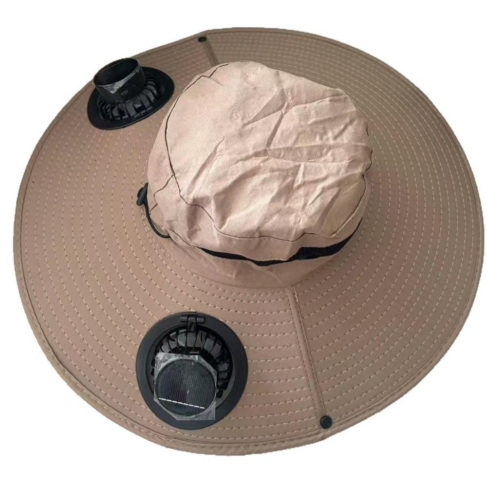 UV Protection Solar Fan Bucket Hat, Outdoor Fishing Sun Protection Cooling Fisherman Cap