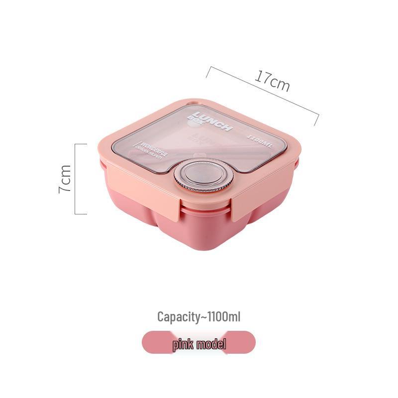 Microwavable Japanese-Style Wheat Straw Lunch Box Set with Compartments for Students and Office Workers
